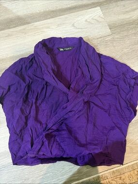 Zara Deep Purple Draped Wrap-Style Top